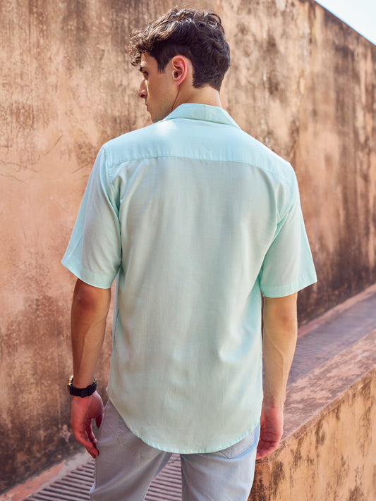 Handcrafted Blue Linen Shirt - Elvire Look