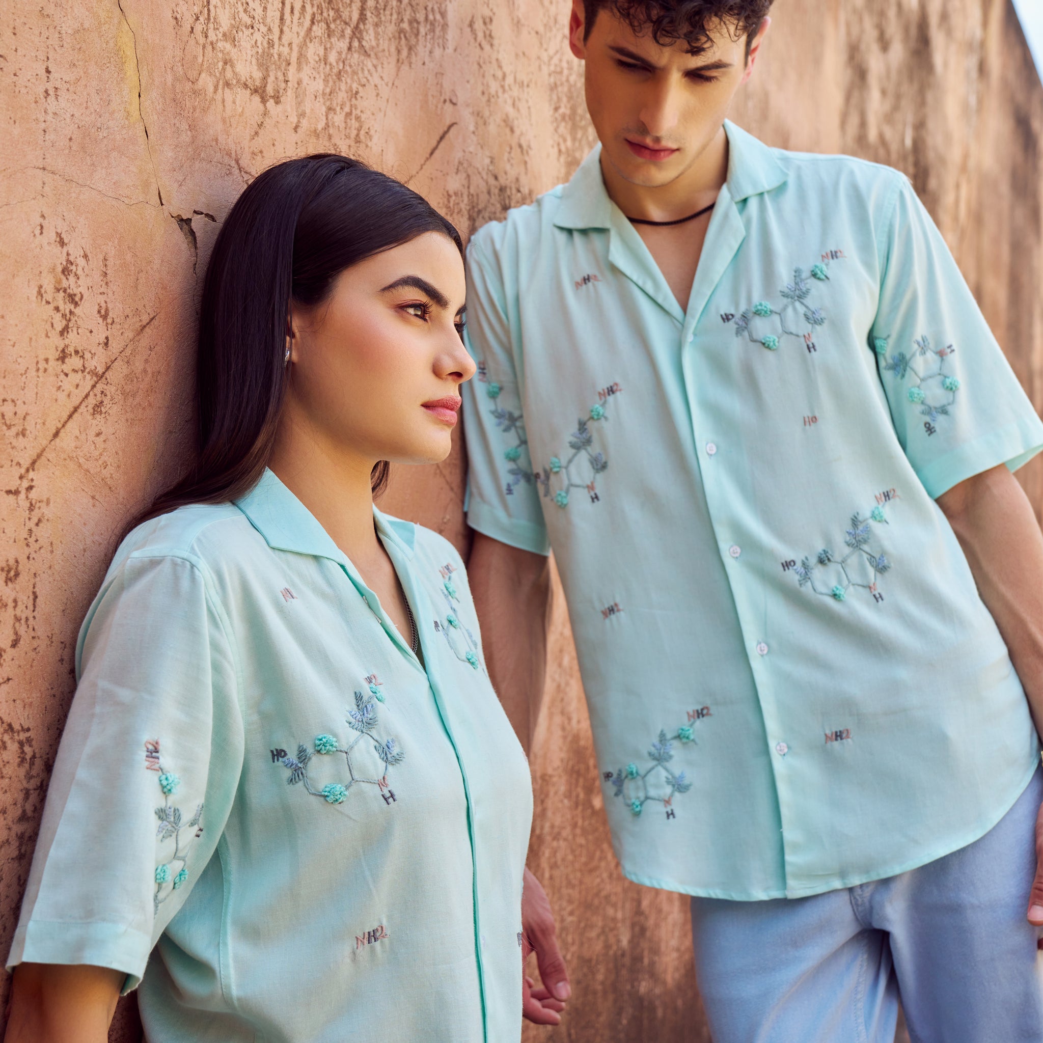 Handcrafted Blue Linen Shirt - Elvire Look