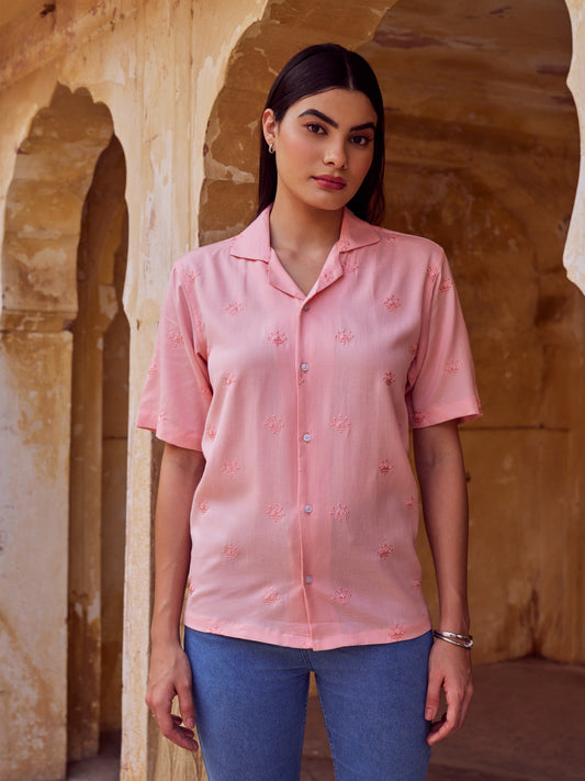 Embroidered  Pure Linen shirt - Elvire Look