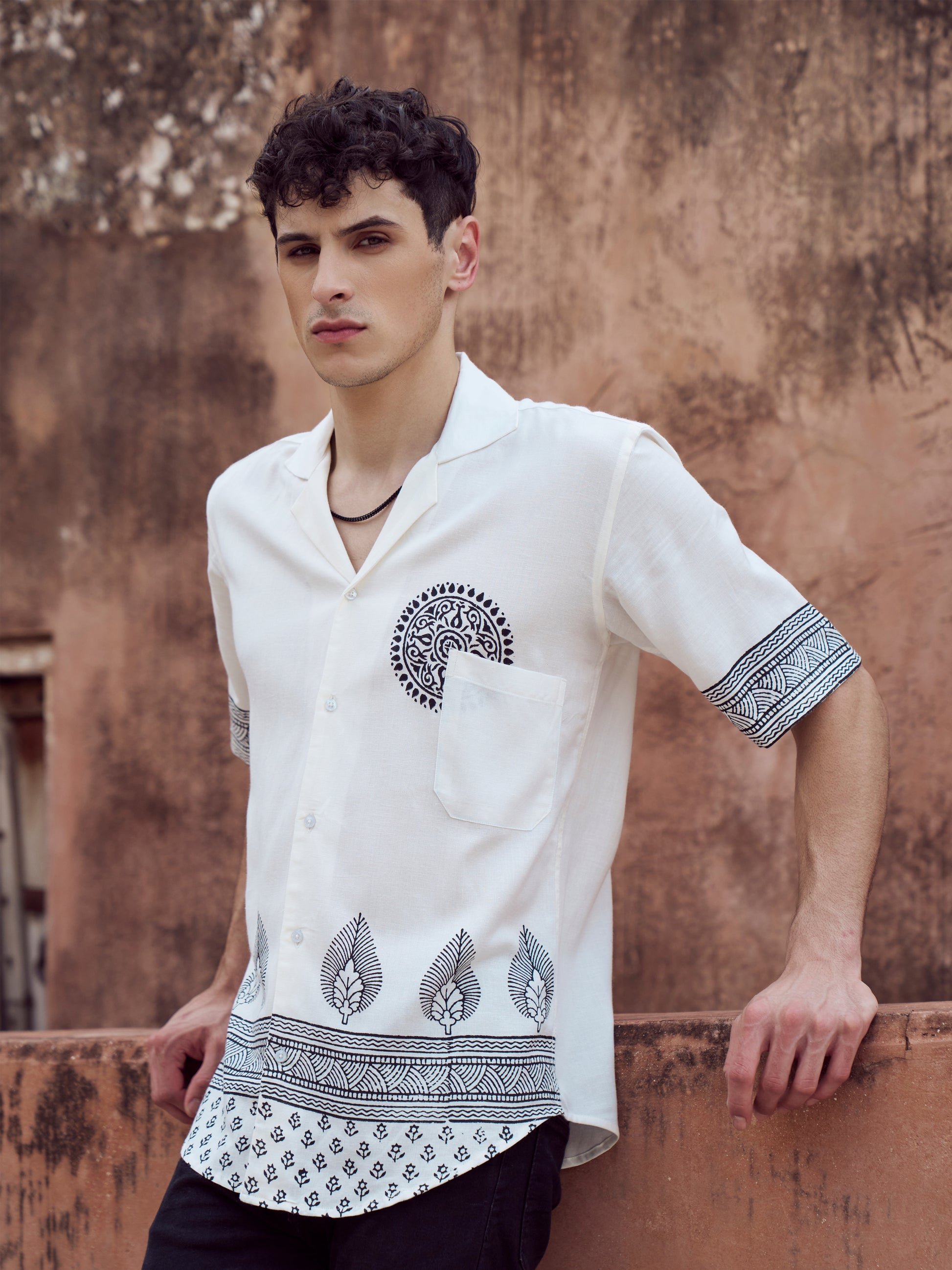 Mandala Italian Linen Unisex Shirt - Elvire Look