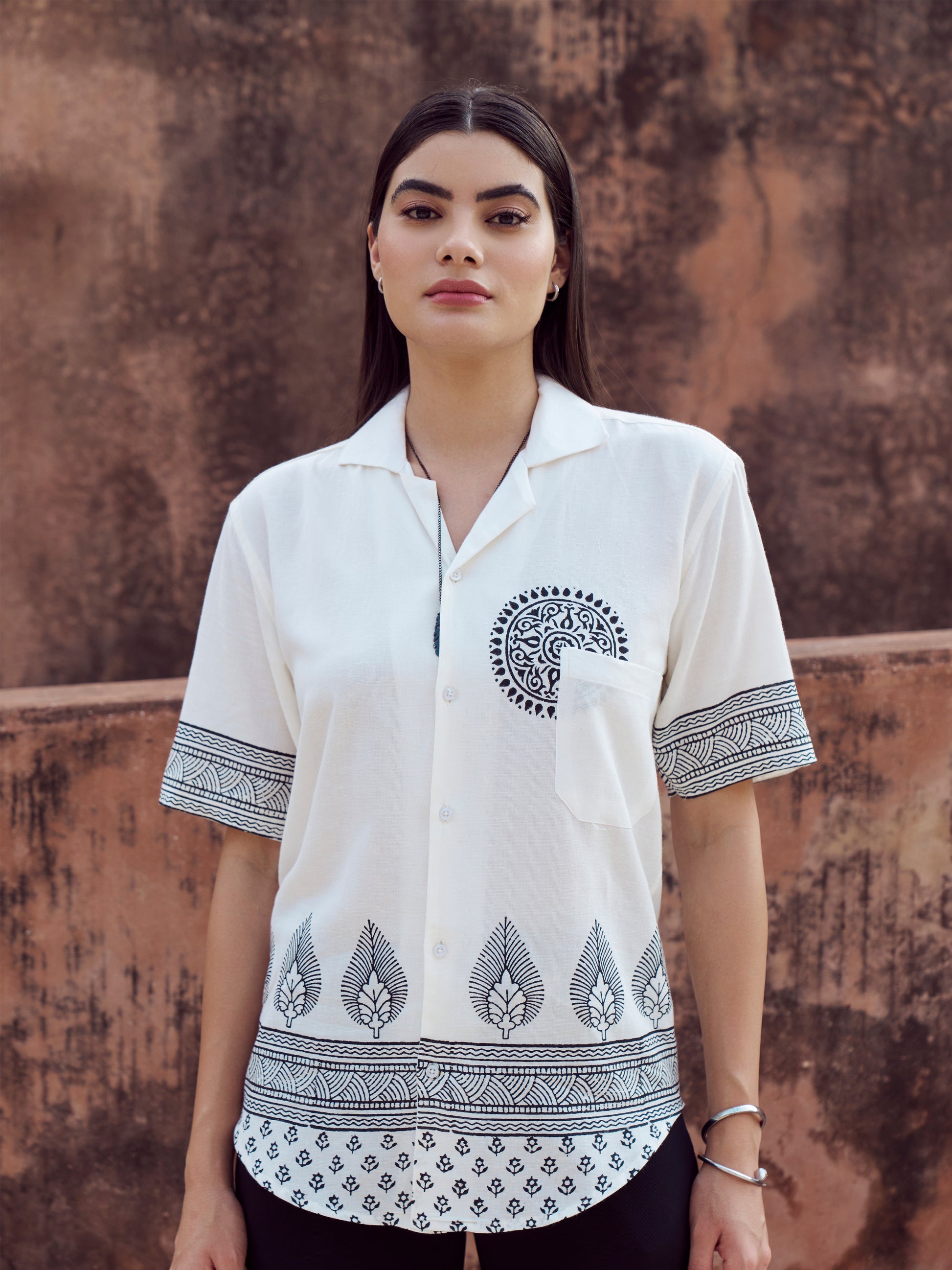 Mandala Italian Linen Unisex Shirt - Elvire Look