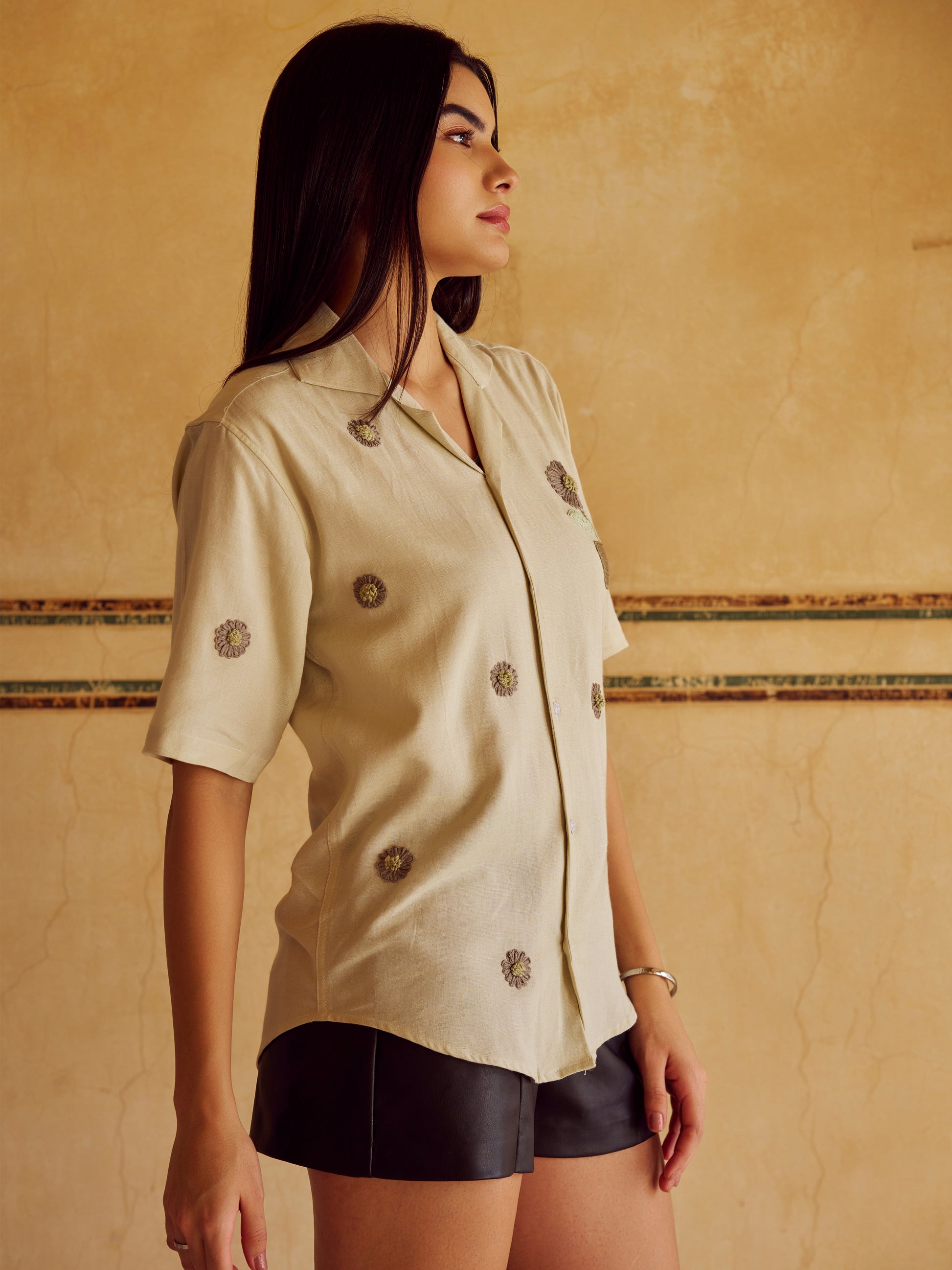 Sunflower Handcrafted Linen Shirt - Elvire Look