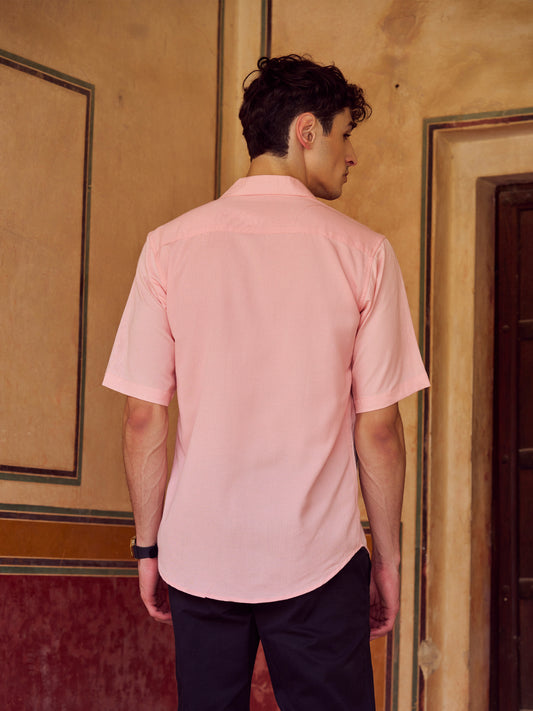 Lovely Leafy Pink Linen Shirt - Elvire Look